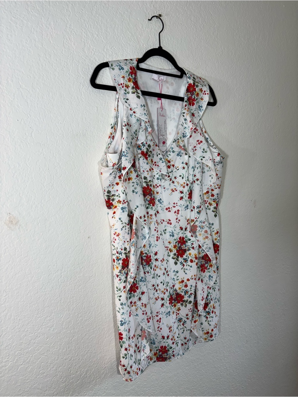 NWT Parker Cold Shoulder Spring Ditzy White Floral Ruffle Mini Dress Size Medium - Picture 3 of 9